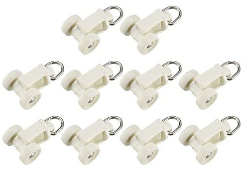 METALLIXITY Curtain Track Rollers (10mm/0.39) 50Pcs, Plastic Twin Wheeled Carriers Drapery Rail Sliding Glider - for Home Window Curtain Tracks