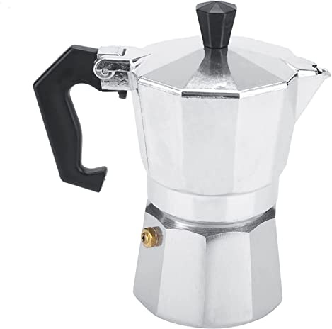 LIPPSY Caffettiera da 2 tazze con manico anti-scottatura, moka elettrica in alluminio, macchina per caffè espresso con piano cottura, per moka cubana, italiana, greca, uso domestico e ufficio