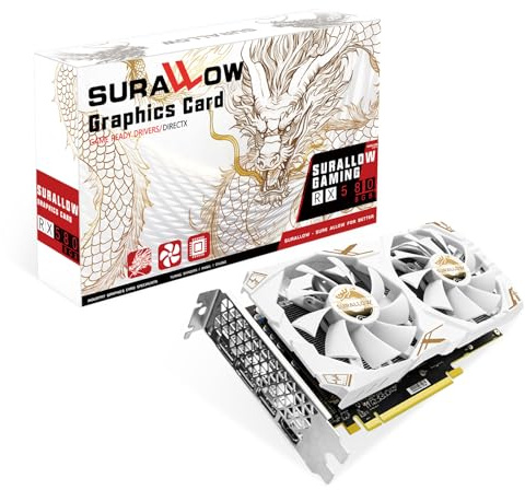SURALLOW Tarjeta gráfica RX 580 de 8 GB, 2048SP, GDDR5, tarjeta gráfica de 256 bits para PC de juegos, PCIE 3.0, tarjeta de video de computadora con puertos HDMI/DP/PC