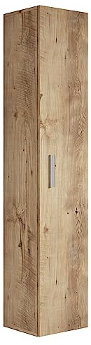 Badplaats Badezimmerschrank Pluto 30 x 30 x 150 cm Kastanien Eiche - Hoch Badschrank mit 1 Tür