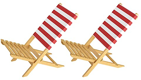 Erst-Holz Klappstuhl Strandstuhl Anglerstuhl Gartenstuhl mit Rot-Weißem BezugDoppelpack