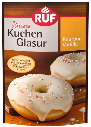 RUF Kuchenglasur weiß Bourbon Vanille, 100g im Beutel, mikrowellengeeignet, zum Dekorieren von Plätzchen, Muffins & Torten, glutenfrei