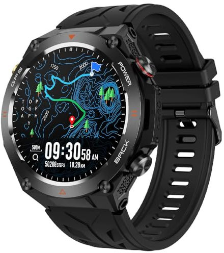 Smart Watches Men GPS Tracker Make/Answer Calls Military Smartwatch Waterproof Fitness Watch Heart Rate,Sleep,Blood Oxygen,Blood Pressure Monitor Activity Tracker Compatible with Android iOS Phone
