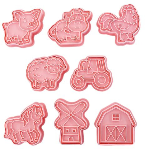 URFEDA Découpoirs de Biscuits Ensemble ludique de Ferme, Tampons à Biscuits Moulin à Vent Moule à Biscuits pour Animaux d'élevage en Plastique