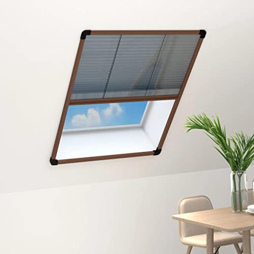 Mosquitera plisada para ventanas, aluminio, marrón, 80 x 100 cm, 148654
