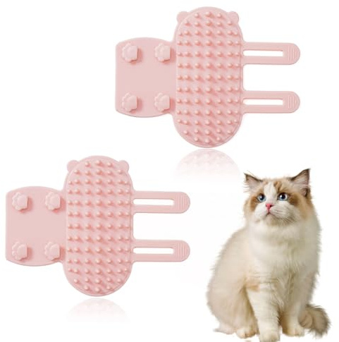 ZKGYUS 2 pcs Spazzola autopulente per gatti,Guanto per Gatti,Spazzola angolare per gatti,Spazzola regolabile in silicone per gatti e massaggio,Spazzola angolare in silicone per gatti per animali