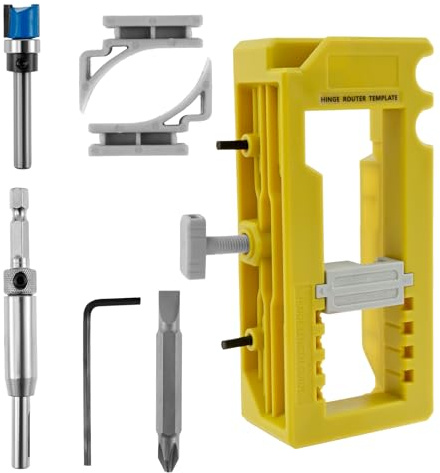 Foppla Door Hinge Jig,Door Hinge Installation Kit,Sturdy Door Hinge Router Template Cabinet,Door Hinge Mounting Jig,Door Hinge Mortiser for Hinge Installation(Mixed Color)
