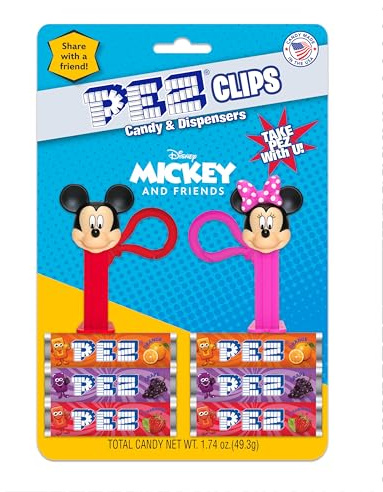 Mickey & Friends PEZ Clips (deux mini distributeurs PEZ sur porte-clés + six recharges de bonbons)