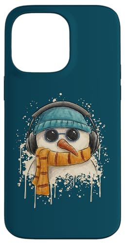 iPhone 14 Pro Max Groovy Funky Pop Art Snowman DJ with Headphones Case