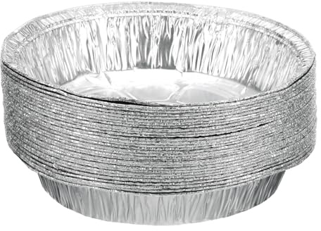 sourcing map 30 moldes de papel de aluminio de 7.3 pulgadas, redondos, desechables, antiadherentes, para pasteles, quiches, tartas, hornear, cocinar, recalentar, fiestas, color plateado