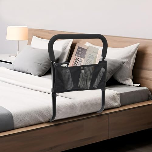 QILICZ Aufstehhilfe Bett, Haltegriffe für Senioren und hinderliche Bett Einstiegshilfe, Höhenverstellbarer Haltegriff Bettschutzgitter,Rausfallschutz, Aufstehhilfe Seitenschutz Bettgeländer Rausfall