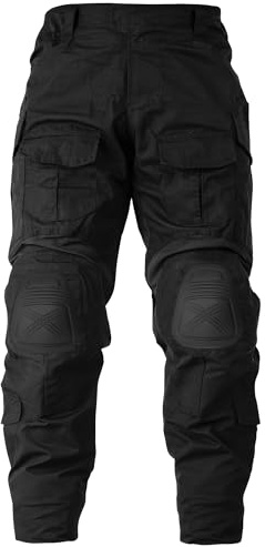 MERJAZ Men’s Tactical Pants with Knee Pads Waterproof G3 Combat Pants Camo Cargo Pants with 10 Pockets No Belt Black 30