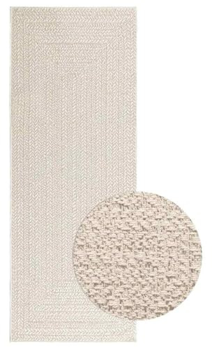 vidaXL Teppich ZIZUR Creme 80x200 cm Jute-Optik Indoor und Outdoor