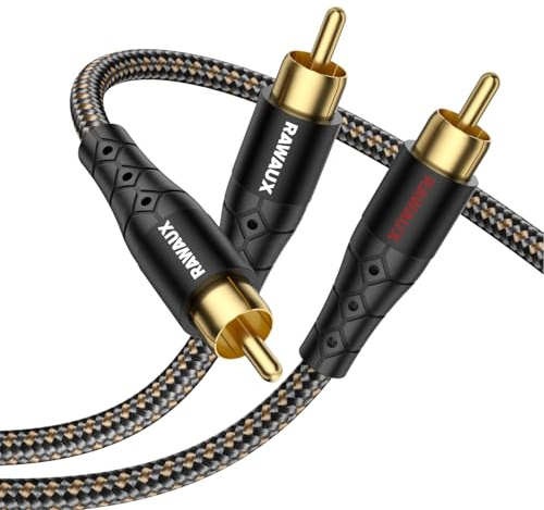 RAWAUX Cable RCA 1 vers 2 Câble Audio RCA 1 Mâle vers 2 Mâles 3m | Répartiteur en Y pour Subwoofer Stéréo pour Amplificateur, HDTV, Haut-parleur et Home Cinema