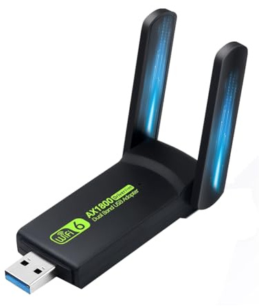 Boddceto 1800Mbps WiFi6 USB3.0 Network Adapter 802.11AX Dual Band 2.4G/5GHz Wireless WiFi Dongle Network Card Support Win10/11 PC