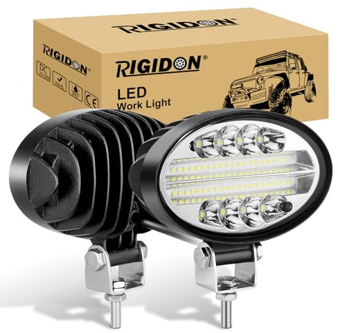 RIGIDON 2X oval Auto Scheinwerfer, 5.5 Zoll 20W arbeitsscheinwerfer 12V 24V | 6000K weiß, wasserdichte, flood spot, strahler, offroad beleuchtung, rückfahrscheinwerfer, für KFZ LKW auto Pickup fahrzeuge