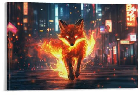A Fiery Fox Wandbilder Anime-style Leinwand Bilder Wall Art Wohnzimmer Deko Für Schlafzimmer Zimmer Deko Auf 20×30inch(50×75cm)