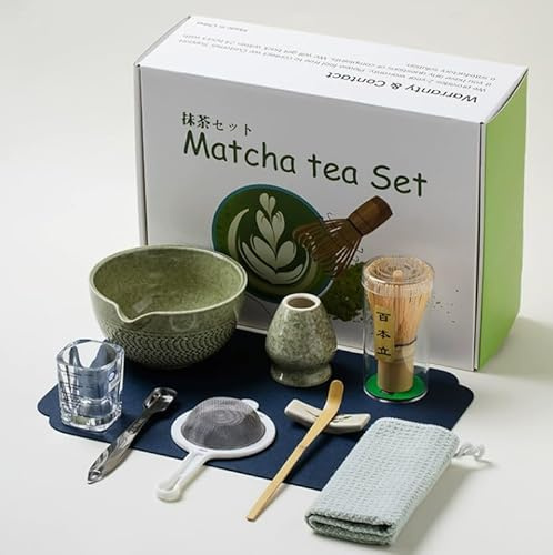 Ensemble de 9 accessoires pour matcha, fouet à matcha, cuillère en bambou, porte-fouet, porte-fouet pour la cérémonie du thé