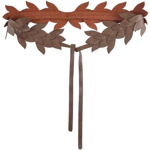 GORGECRAFT Cintura Medievale con Fascia in Pelle PU con Foglie Rinascimentale Fata della Foresta Elfo Costume Marrone Cintura in Vita Corda per La Vita per Feste di Halloween Abiti da Donna Forniture