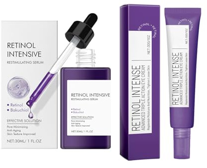 Retinol Intense Reactivating Eye Cream, Retinol Intense Reactivating Serum, Retinol Intense Advanced Triple Eye Cream, Schnelle Falten-Reduzierung & Intensiv-Feuchtigkeit (30ml, Augencreme+Serum)
