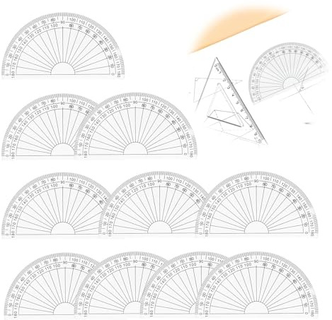 10 Pack Clear Plastic Protractor 180 Degree Angle Measuring Tools for Students 4 Inch Size Ideal for Math Geometry and Technical Drawing