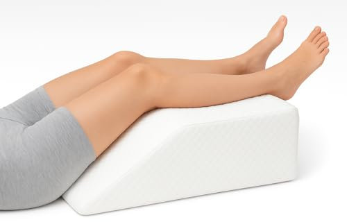 Large Leg Elevating Wedge Pillow for Adults – Reduces Back Pain & Improves Circulation – Ideal for Sleeping, Blood Circulation, Pregnancy, Sciatica Pain Relief, Swelling & Recovery – Made in UK