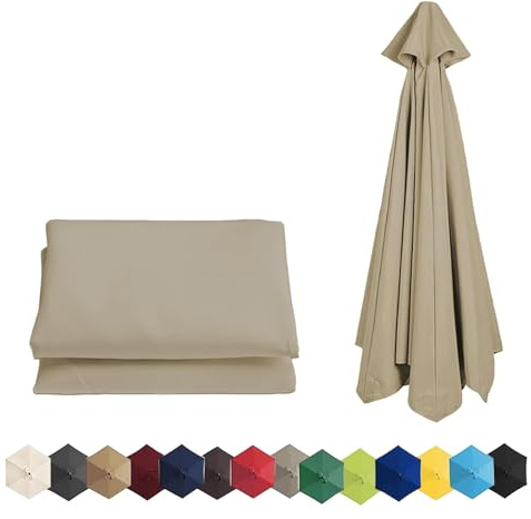 2m 2.30m 2.7m 3.0m Replacement Parasol Canopy for 6 Arms/8 Arms, Parasol Replacement Cover Anti-UV Waterproof, Umbrella Replacement Fabric for Garden, Patio, Outdoor, Pool, Beach(Top color,2.30m/6 Arm