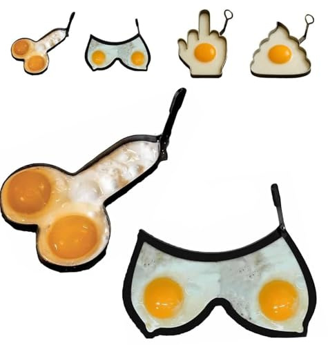 Funny Middle Finger Egg Mold, Mould Frying Eggs, Nonstick Egg Ring, Playful Body Part Shaped Eggs Fired Mold, Stainless Steel Middle Finger Shaped Egg Fryer, Adult Novelty Rude Cooking Gift(A+B)