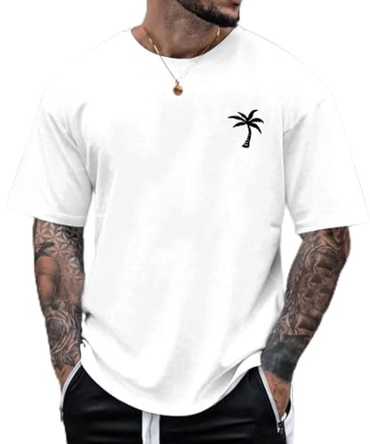 Ofertas Suéter para hombre Tree Print Camiseta Blusa Manga Corta O Cuello Tops Camiseta Premamá, Blanco, L