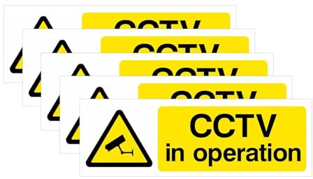 5 Pcs CCTV In Operation Sign, Warning Stickers, Monitoring Warning Signs for Both Indoor and Outdoor