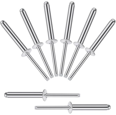 Songella Aluminium-Blindnieten 5 x 30 mm Pop-Nieten Offenem Ende Blindnieten mit Aluminiumgriff und Stahldorn 60 Stück (Silber)