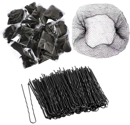 50 Pezzi Di Manufatti Per Capelli A Disco In Rete E 50 Clip A Forma Di U, Borse Per Capelli Per Esami Di Danza Per Bambini, Adatti Per Acconciature Solide.