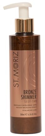 St. Moriz Advanced Bronze Shimmer Instant Self Tan – Bronzing Lotion with Aloe Vera & Vitamin E – Vegan Formula, 200ml