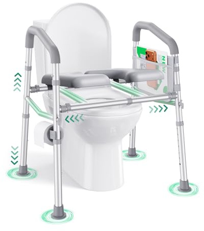 PopWise Raised Toilet Seat with Handles, 500 lb Anti-Wobble Frame, Easy to Install Toilet Seat Risers for Senior, Pregnant, Post-Surgery, Adjustable Height & Width Toilet Seat Riser, Fits Most Toilets