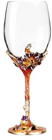 TOBBOMEY Calice da Vino Rosso Smaltato in Vetro Cristallo 350ml, Bicchiere Decorativo da Sposa per Casa, Festa e Uso Esterno come Campeggio e Viaggi