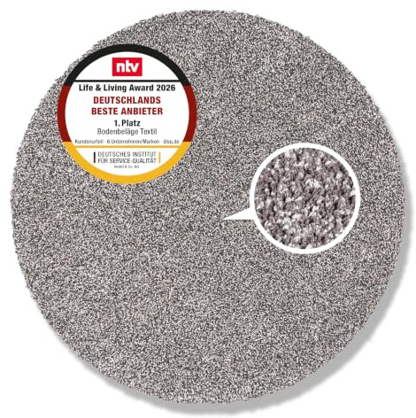 Astra rutschfeste Schmutzfangmatte innen waschbar - Grau ca. 80 cm (Rund) | Saugfähige Sauberlaufmatte Innenbereich Entra SAUGSTARK pflegeleicht Sauberlaufmatte 100% Baumwolle Türmatte robust Fußmatte