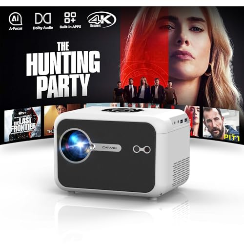 4K Tragbarer Beamer mit Netflix WiFi6 Bluetooth 5.4 Projektor Movin 2.0 OS | HDMI eARC/CEC, ToF Autofokus und Objektivrückzug, Trible Helligkeit, Dolby Audio, HDR Beamers für Heimkino, Spiele, Outdoor