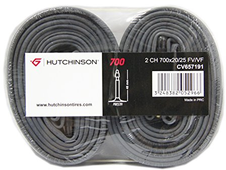 HUTCHINSON - Lot de 2 Chambre À Air -Route - Standard - Résistance Et Anti-Crevaison - Valve Presta - Épaisseur 0.9 mm - 48 MM - 700 x 20 - 25, noir - noir