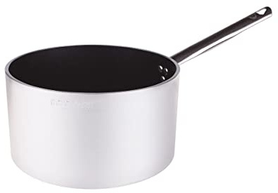 Pentole Agnelli ALSA2105S24 Linea Alluminio 5 mm Platinum Casseruola Alta con 1 Manico, 24 cm