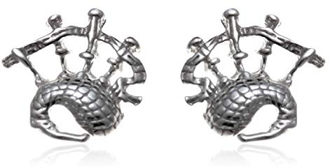 Alexander Castle Boucles D'oreilles Cornemuse Écossaise en Argent Sterling 925 puces d'oreilles 9mm x 9mm avec Coffret Cadeau Bijoux