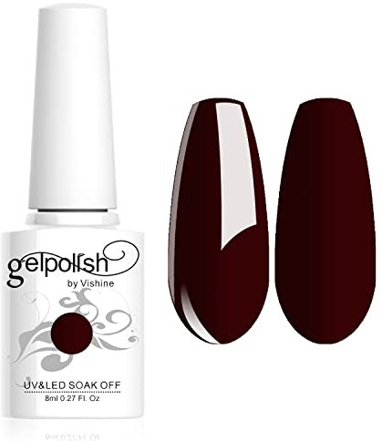Vishine 8ml Gelpolish UV LED Soak Off Varnish Color Gel Nail Polish Manicure Salon Dark Red #1418