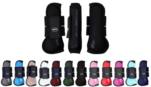NETPROSHOP Shetty Pony Full Hartschalen Gamaschen Anatomisch Geformt mit Neoprenfutter, Groesse:Pony, Farbe:Schwarz
