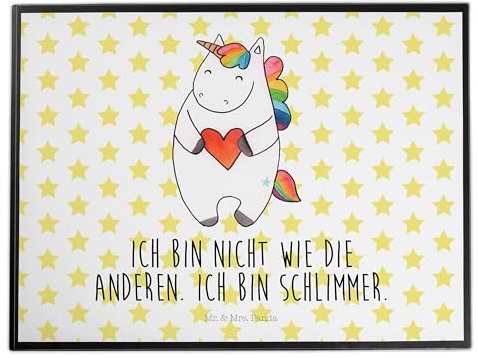 Mr. & Mrs. Panda Schreibunterlage Einhorn Herz - Geschenk, Einhörner, schreibtischunterlage, schreibtischunterlagen, Freundin, Schreibtisch Unterlagen, Unicorn, Anders, tischauflagen, Bunt, tischpad