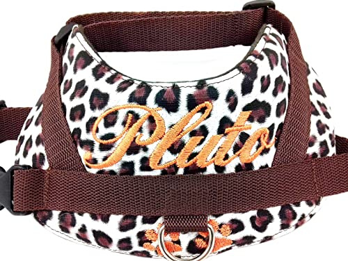 Hundegeschirr S M L XL XXL Brustgeschirr Name bestickt PVC Leo braun für kleine mittelgroße und große Hunde