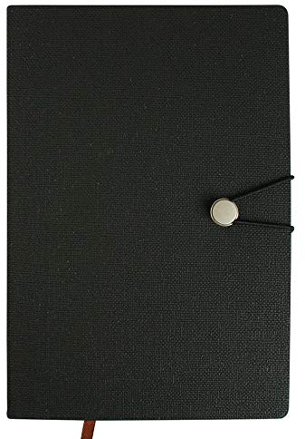 Emartbuy Texturiert Premium PU Leder Gebunden Tagebuch Notizbuch Schreibblock Schreiben Journal Liniert A5 Größe 100 Blatt (200 Seiten) Metall Taste und Elastisch Loop-Schließung - Schwarz