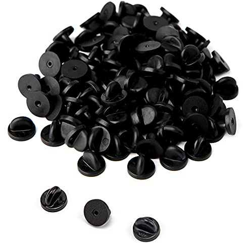 AIEX 100 pezzi di chiusura a farfalla in gomma, spilla per spille da bavero, per creazione di gioielli, cappelli, distintivi uniformi (nero 11,5 mm diametro)