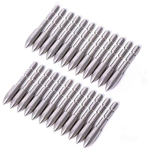 ACCMOS 24 Stück 70 80 90 100 110 120 Grain Rostfreier Stahl Bullet TIPP für ID 4,2 mm Pfeilwelle, Bogenschießen Jagd Pfeile Zubehör