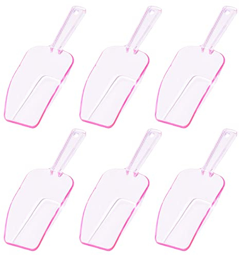 Hmxpls Pinke Kunststoffschaufel für Popcorn, Kekse, Süßigkeiten, Acryl, große Schaufel für Partys, Hochzeiten, Bars, Gefrierschränke, Trockenwaren (6 Stück, 19,1 cm)