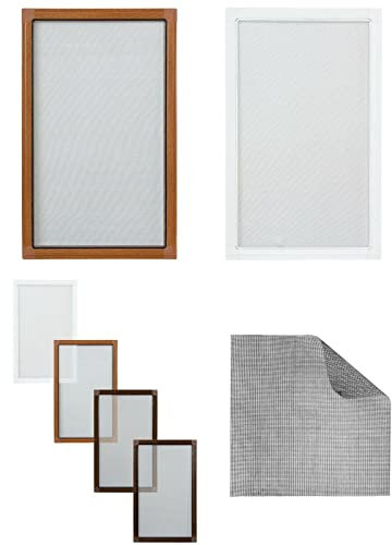 KS Handel 24 FLIEGENGITTER MOSKITONETZ ALU Rahmen Weiss BRAUN ANTHRAZIT 80x100 cm, 110x130 cm, 120x140 cm, 130x150 cm (Hellbraun, 80x100 cm)