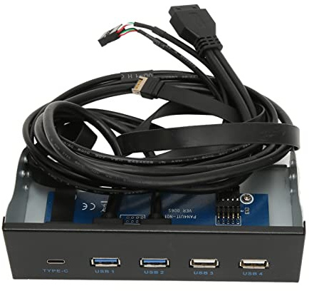Diyeeni Caja de computadora de 5.25 pulgadas, lector de tarjetas interno, panel de medios con 2 puertos USB 3.0, 2 puertos USB 2.0, 1 tipo C, velocidad de 10 Gbps, para Win XP/Vista, para servidor,